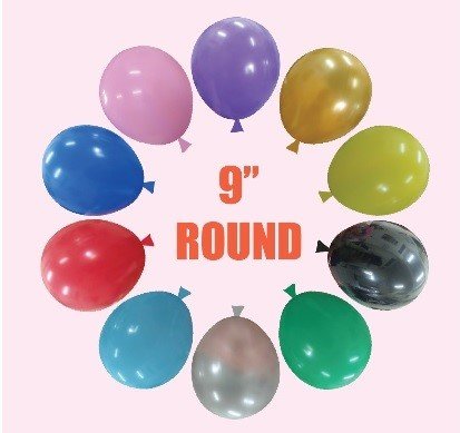 9 Inch Round Party Balloons – Multicolor (100 Pieces Pack)